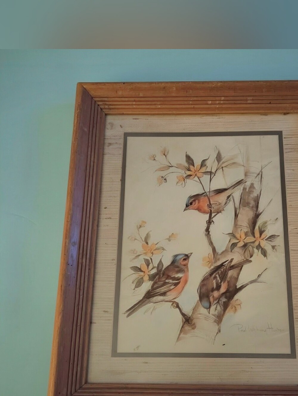Vintage Paul Whitney Hunter Print Framed Woodland Birds Cottagecore Wall Art
